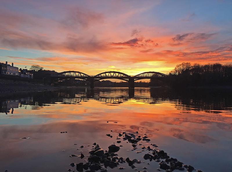 Barnes Bridge at sunset