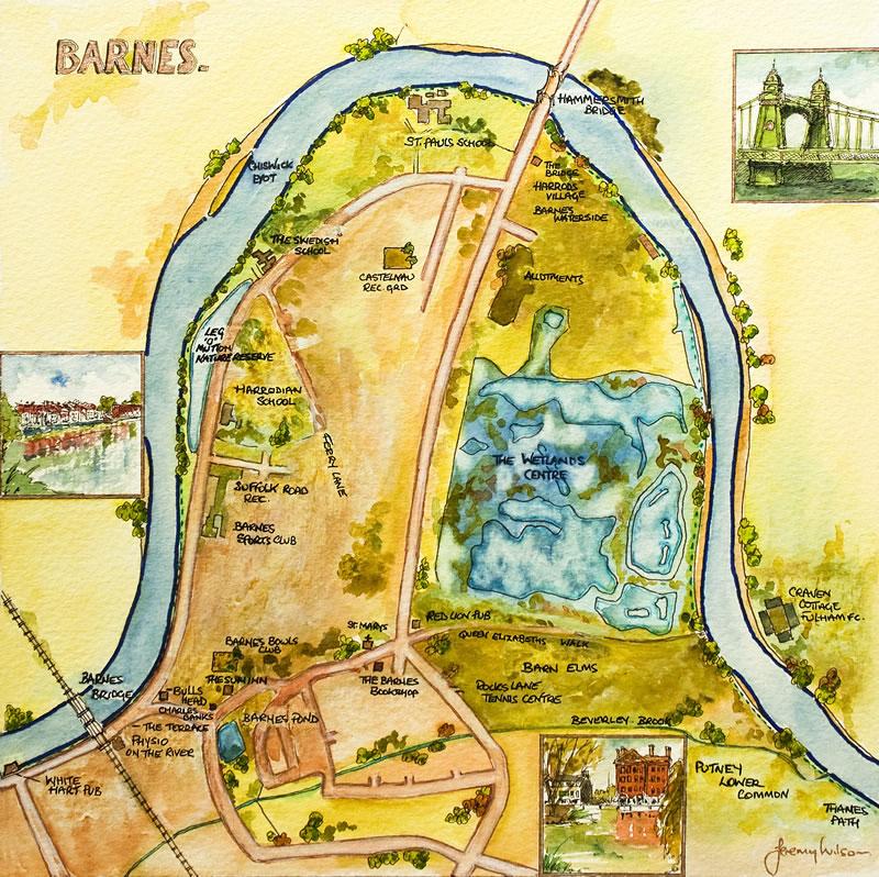 Map of the Barnes peninsula, London